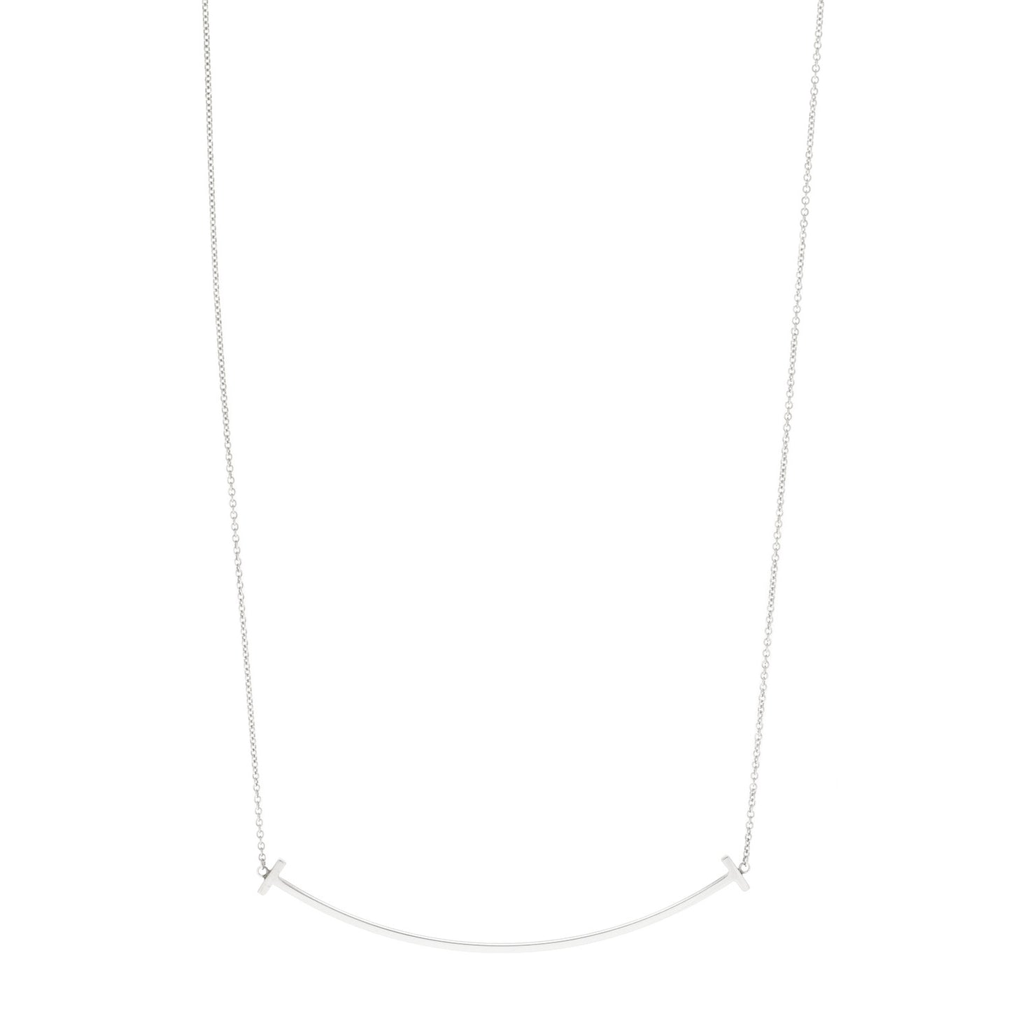 Sterling Silver Large T Smile Pendant Necklace