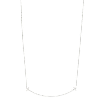 Tiffany Sterling Silver Large T Smile Pendant Necklace 1 of 5