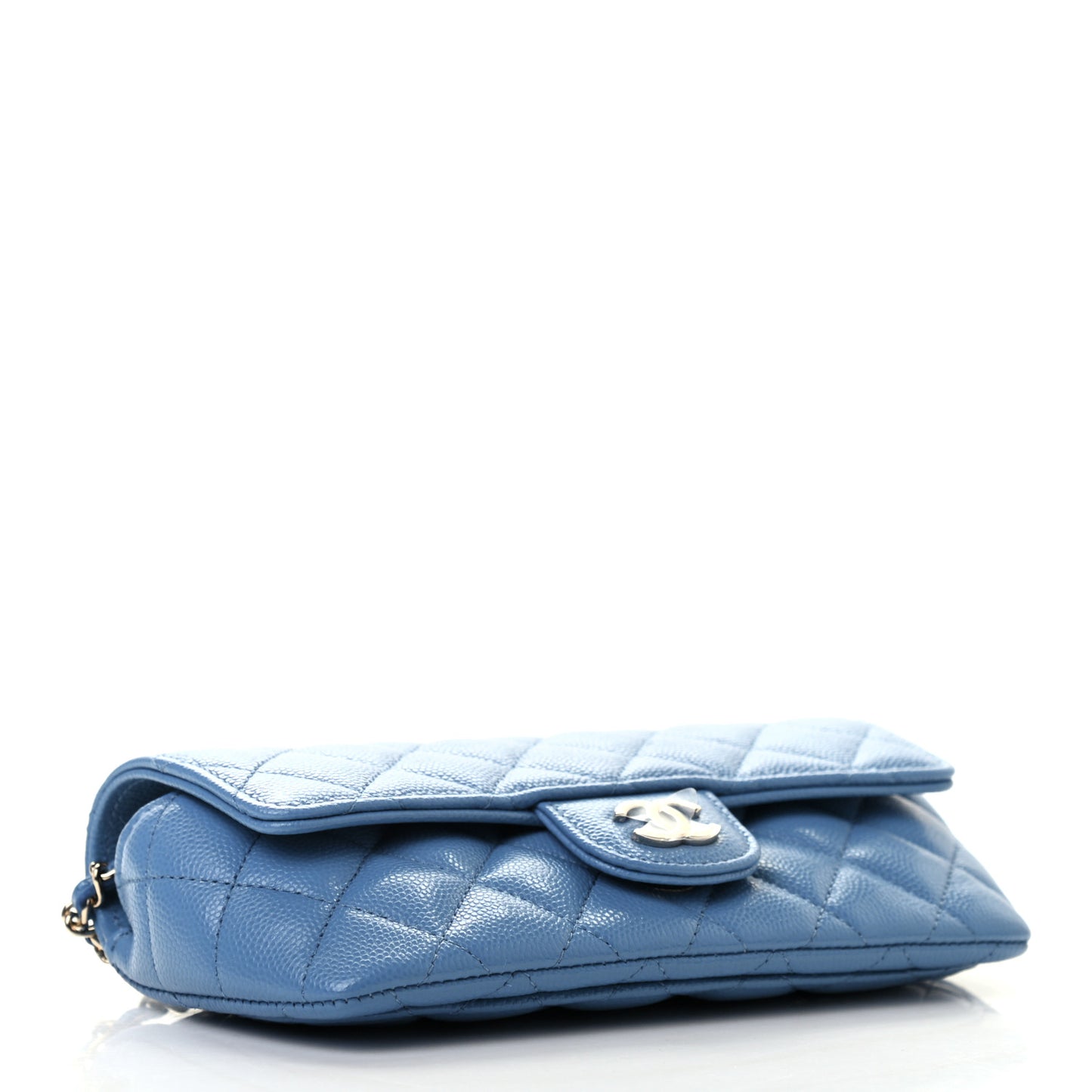 Caviar Quilted Glasses Case With Chain Blue