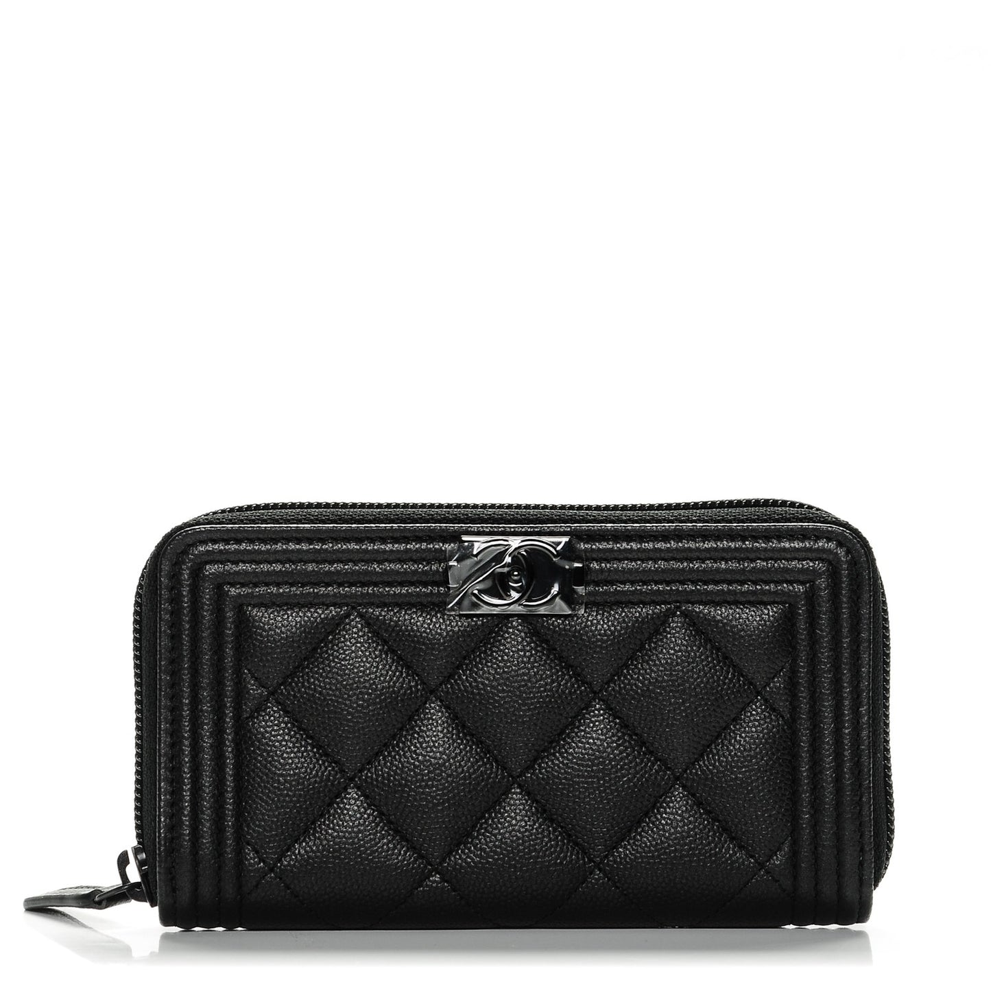 Caviar Quilted Boy Small Zip Around Wallet So Black