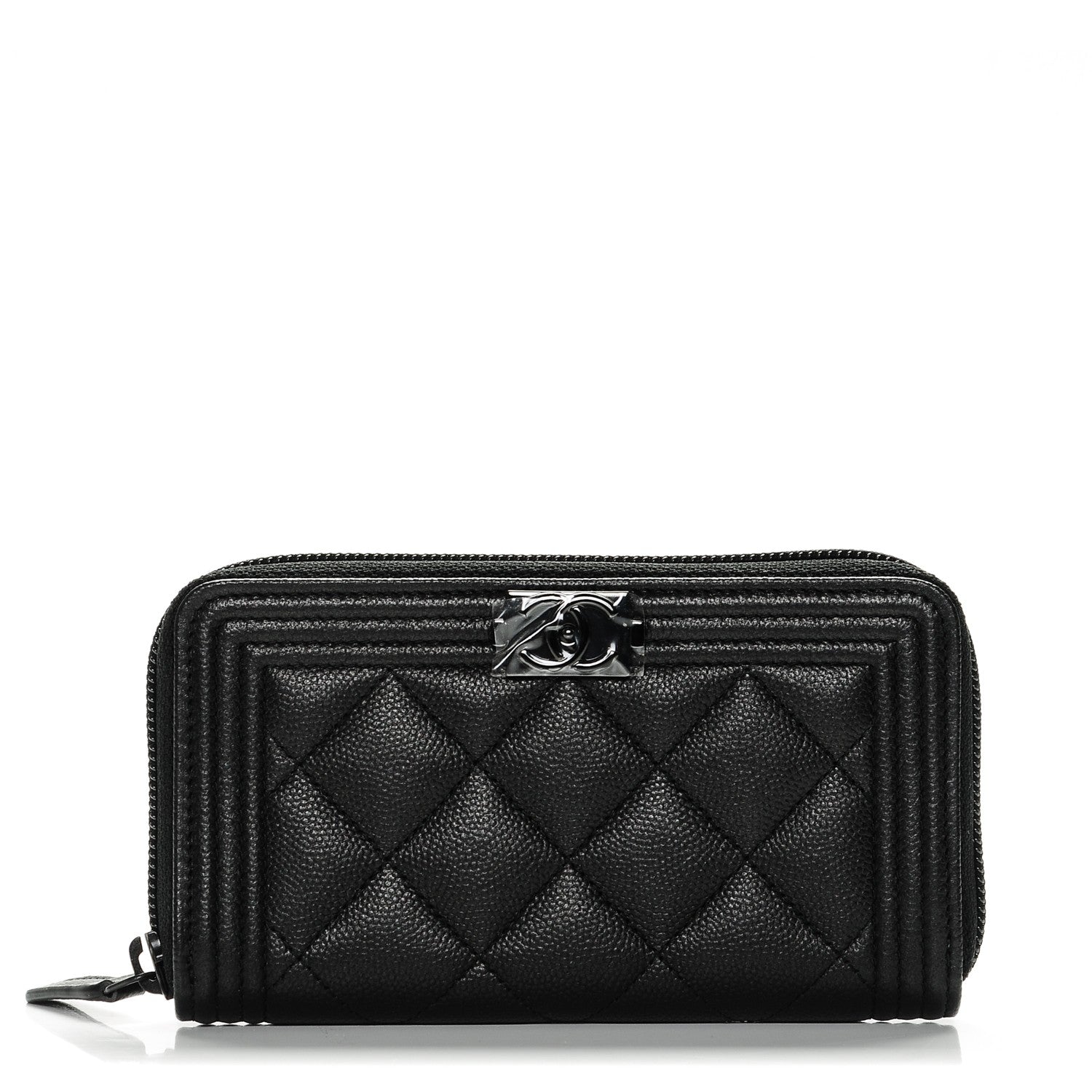 Chanel Caviar Quilted Boy Small Zip Around Wallet So Black 1 of 8