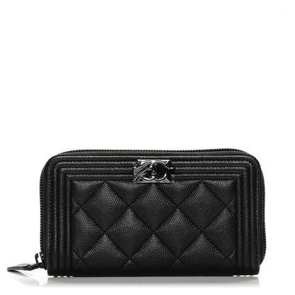 Chanel Caviar Quilted Boy Small Zip Around Wallet So Black 1 of 8