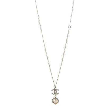 Chanel Crystal CC Pearl Drop Necklace Gold 1 of 6