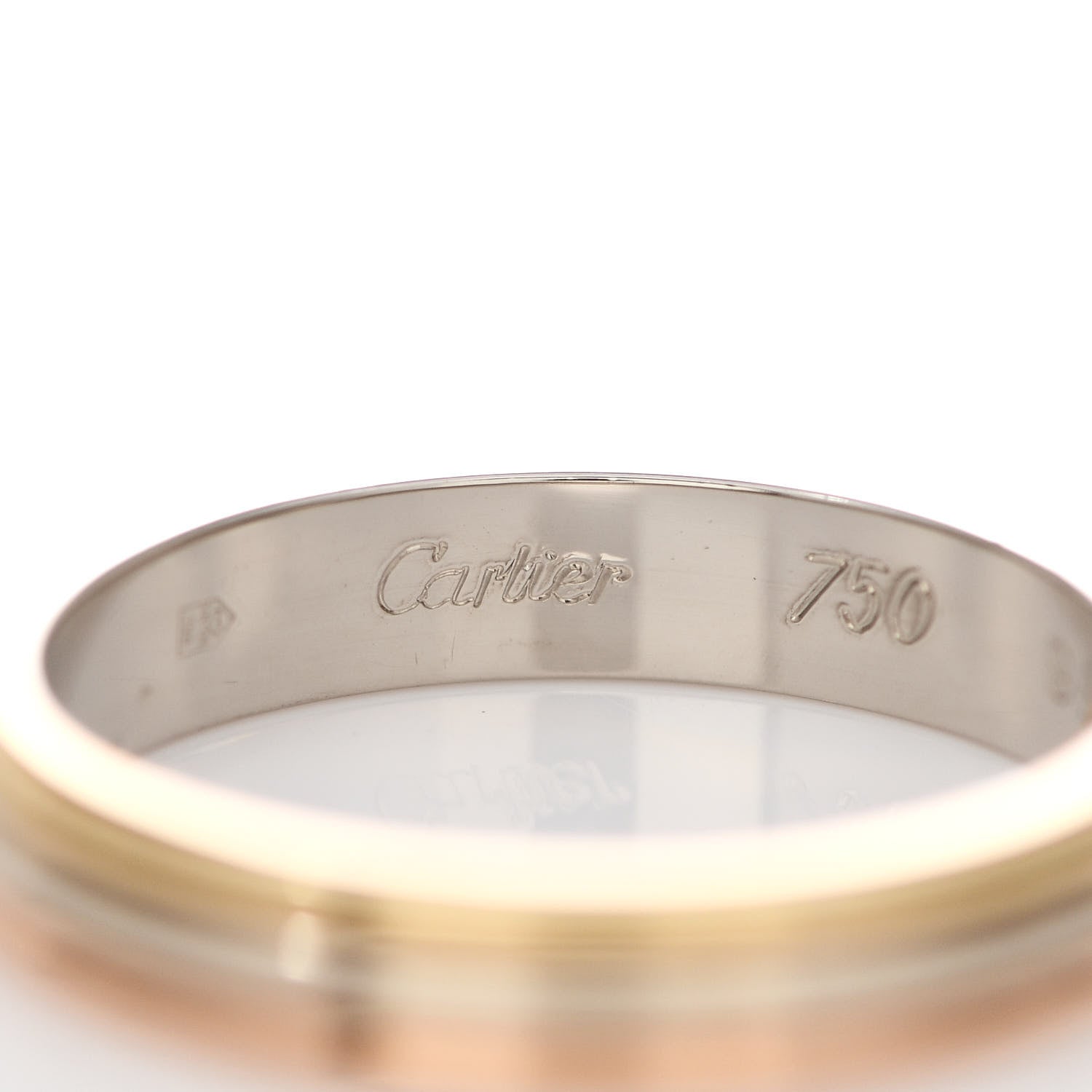 Cartier 18K Pink White Yellow Gold 3.8mm Trinity Wedding Band Ring 57 8 4 of 5
