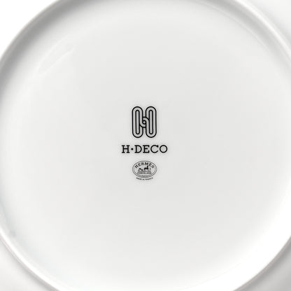Hermes Porcelain H Deco Dessert Plates Set of 2 Black White 6 of 8