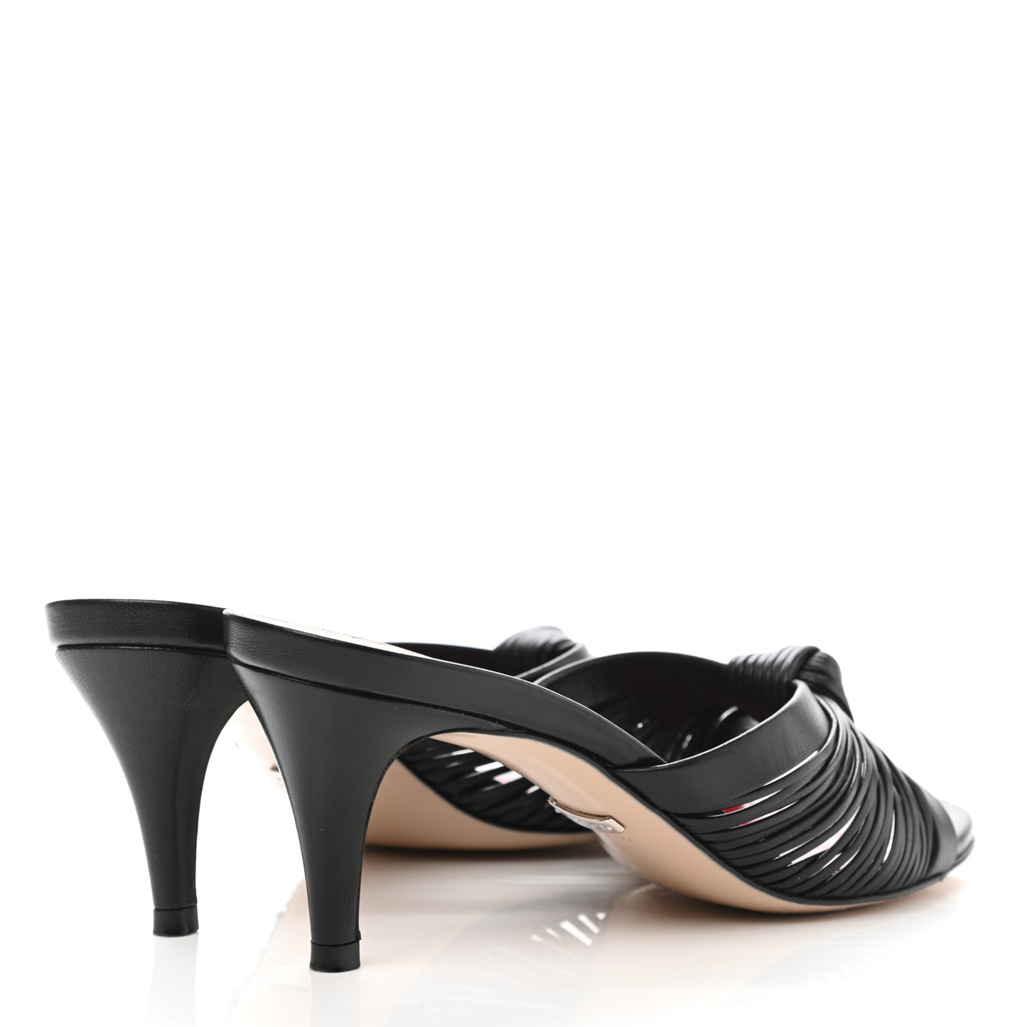 Nappa Crawford Knot Mid Heel Slide Sandals 35 Black