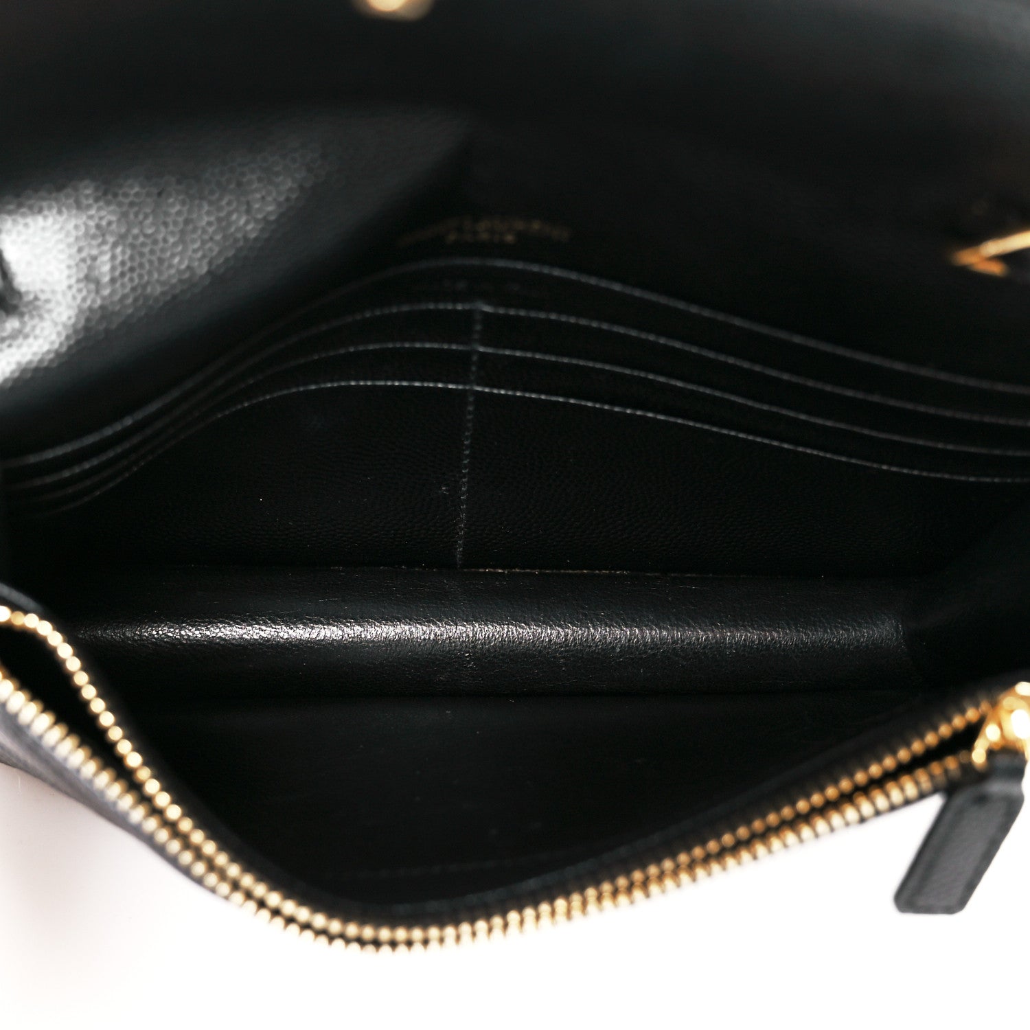 Saint Laurent Grain De Poudre Matelasse Chevron Monogram Envelope Chain Wallet Black 5 of 10