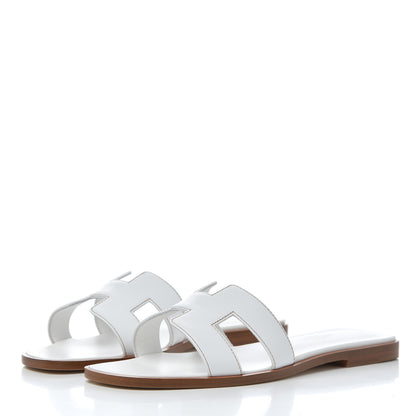 Hermes Box Calfskin Oran Sandals 36.5 White 4 of 9