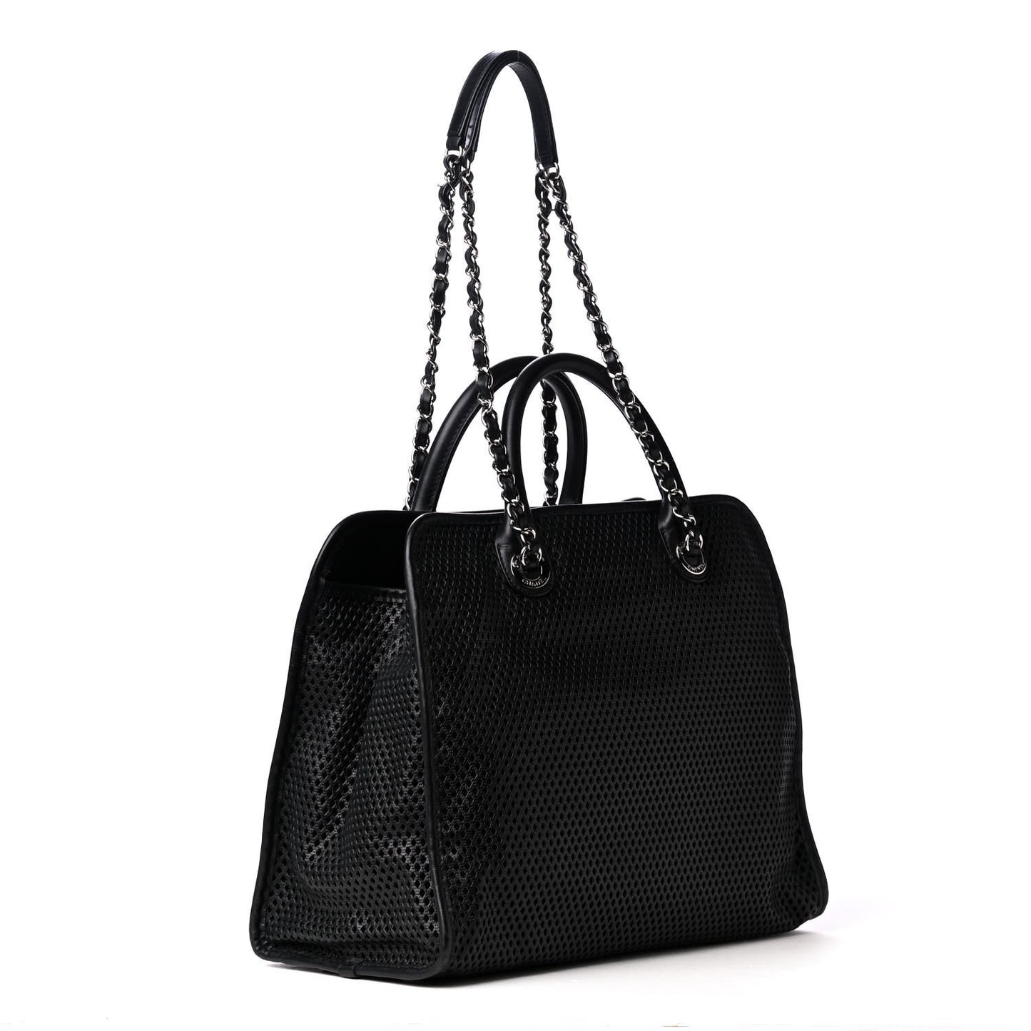 Calfskin Perforated Up In The Air Tote Black
