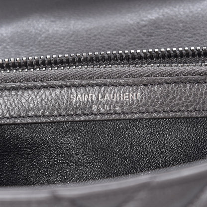 Saint Laurent Sheepskin Matelasse Chevron Monogram Medium College Bag Light Coal 7 of 13