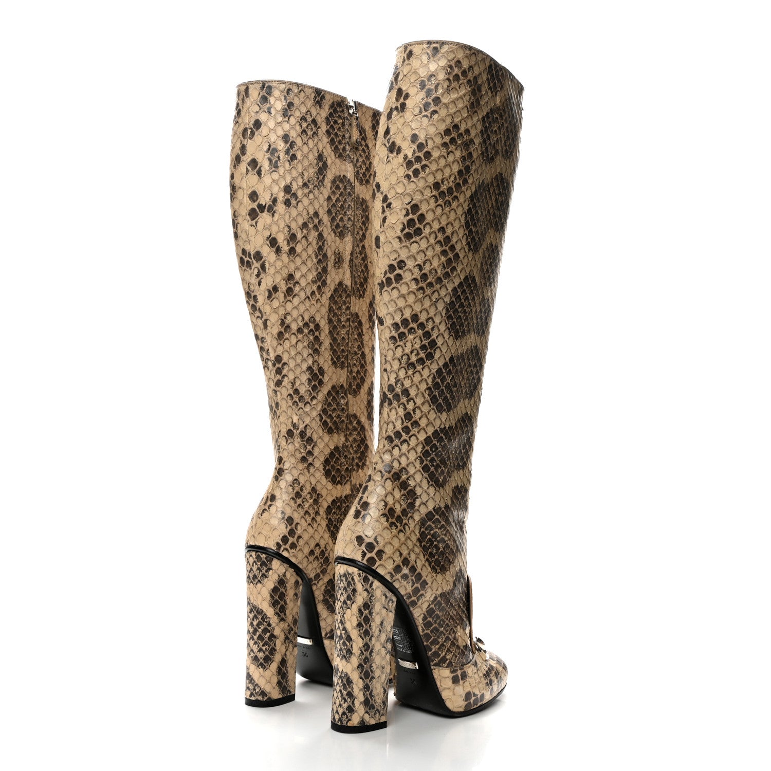 Gucci Snakeskin Lilian Horsebit Knee High Boots 36 Taffy 4 of 8