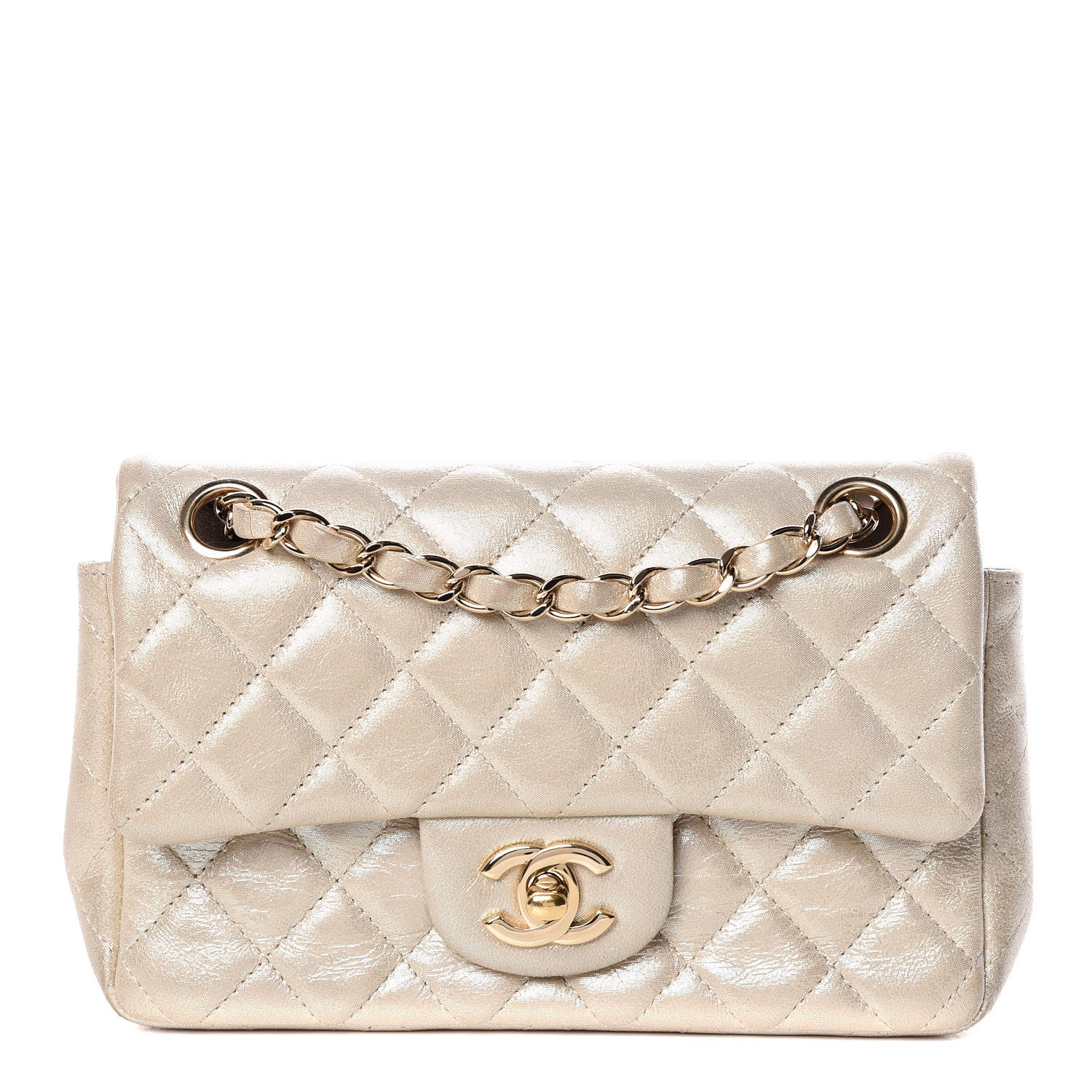 Chanel Iridescent Calfskin Quilted Mini Rectangular Flap Beige Clair 1 of 10