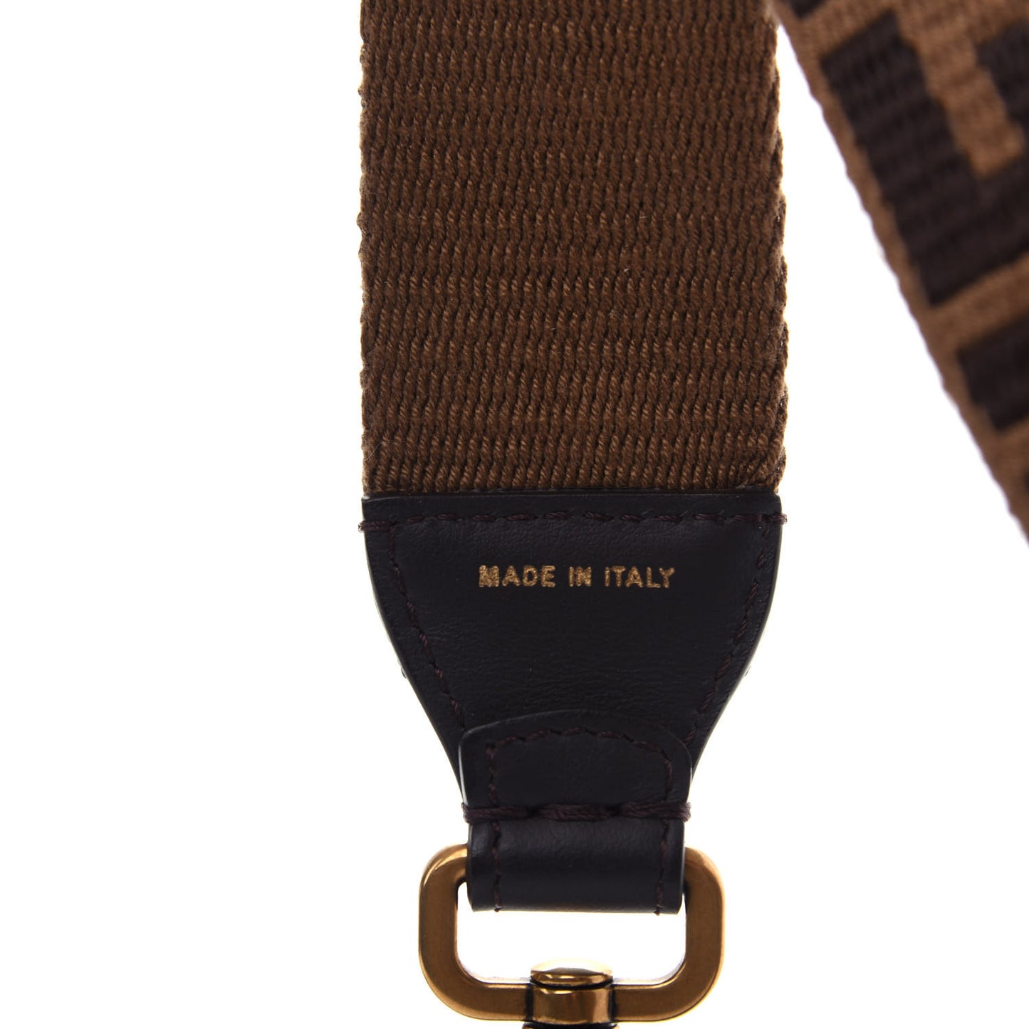 Ribbon Vitello Century FF 1974 Flat Studded Strap You Fango Marrone Ebano