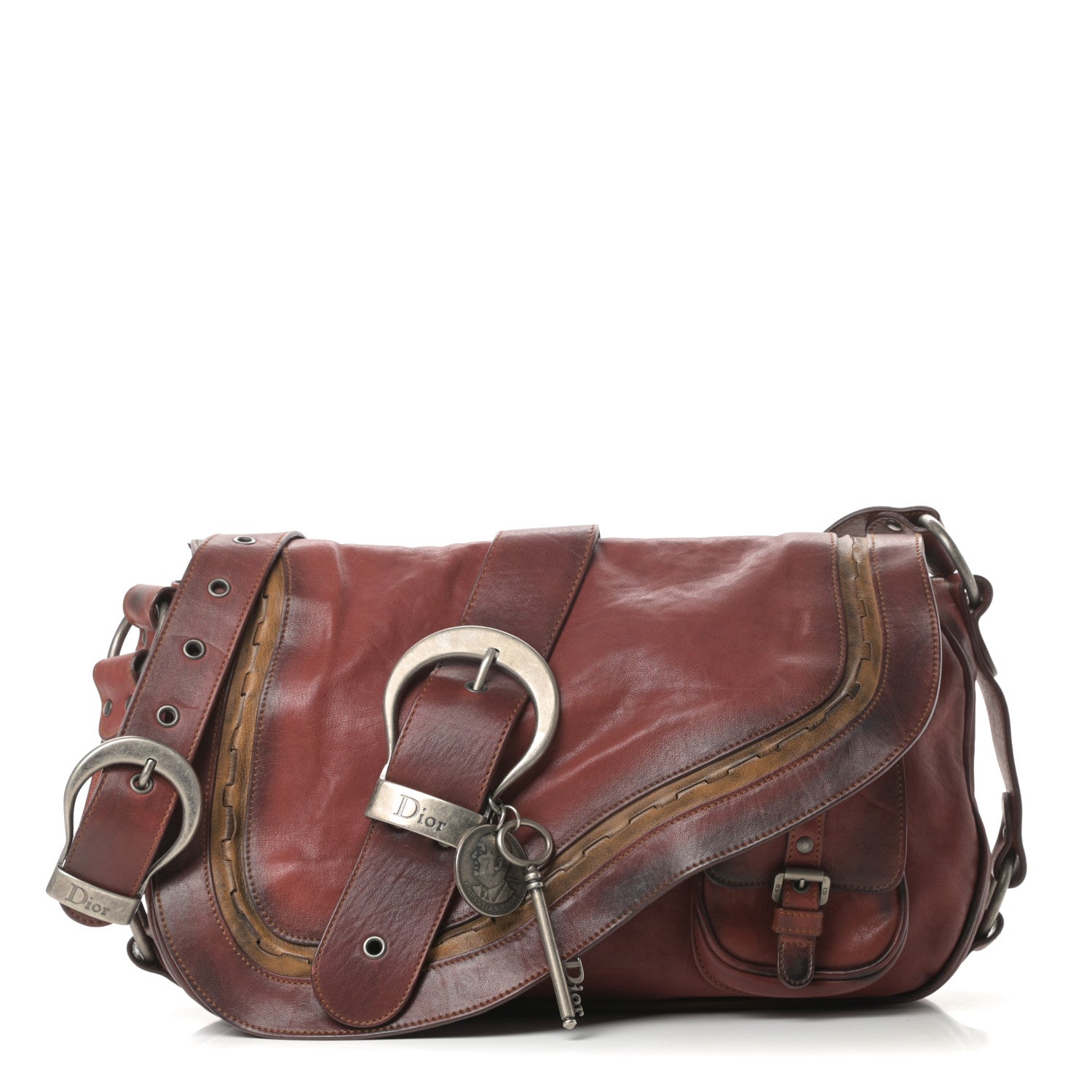 Christian Dior Calfskin Medium Gaucho Double Saddle Red 1 of 16