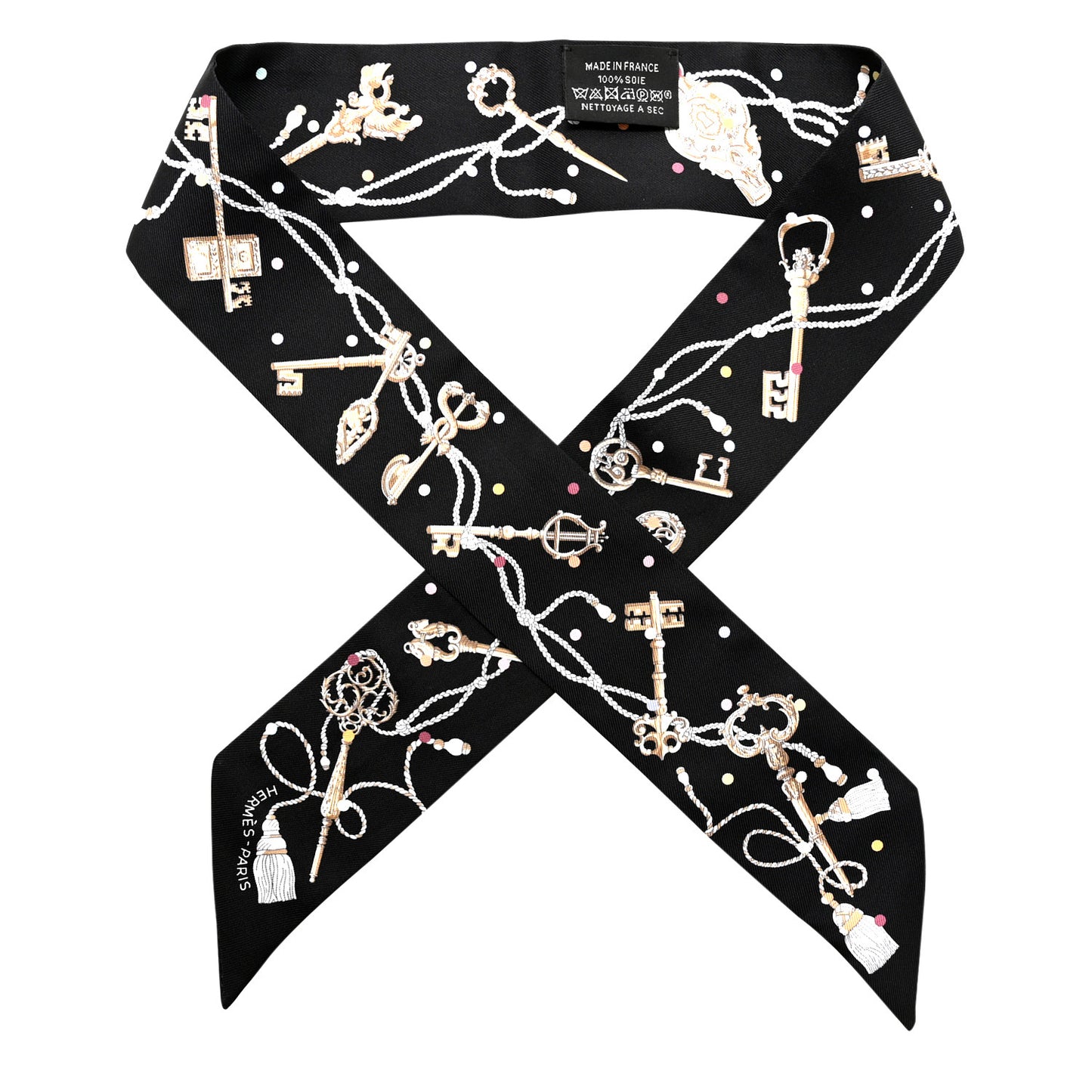 Silk Les Cles A Pois Twilly Black Beige Rose Multicolor