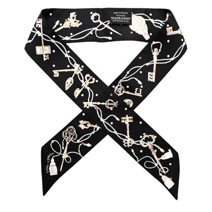 Hermes Silk Les Cles A Pois Twilly Black Beige Rose Multicolor 1 of 4