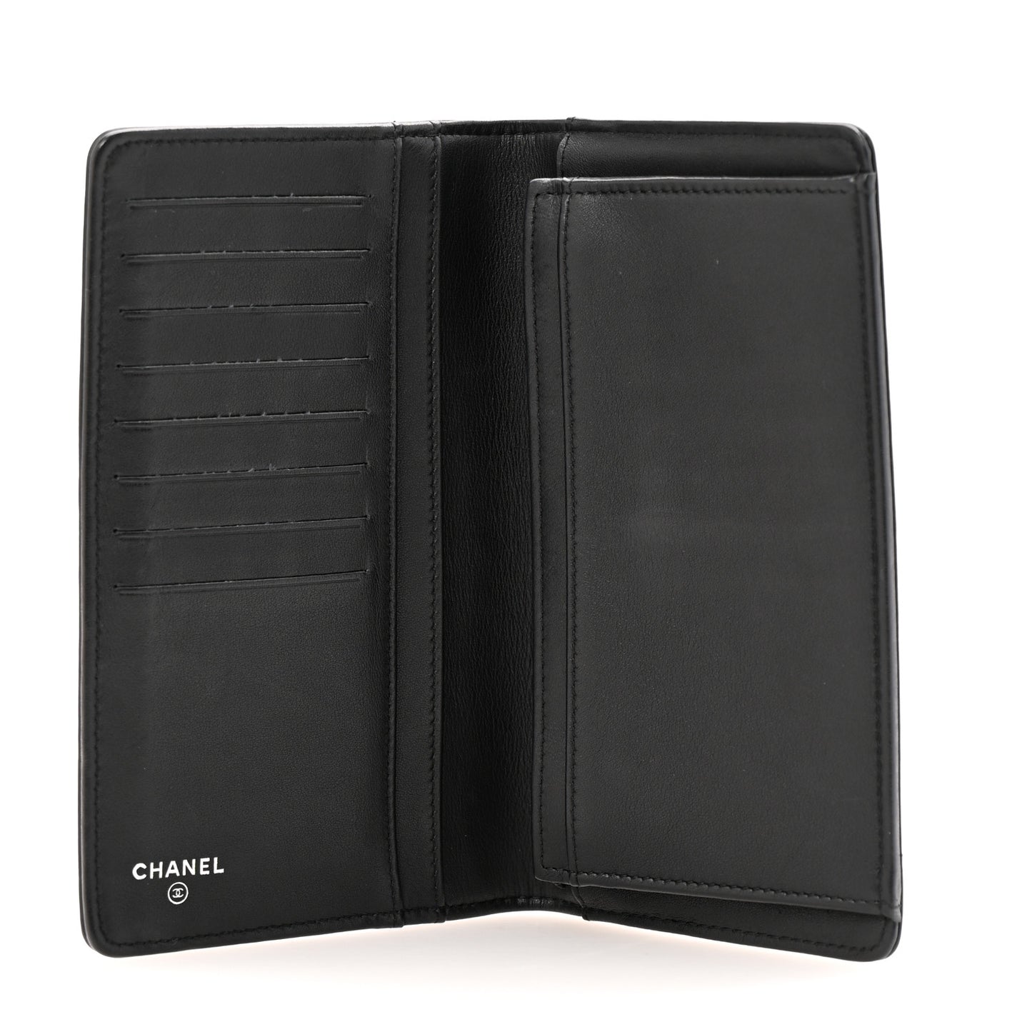 Calfskin Chevron Quilted Boy Yen Wallet Black
