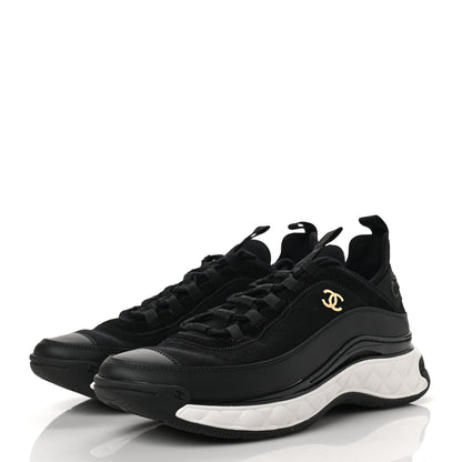 Chanel Velvet Calfskin Mixed Fibers CC Sneakers 38.5 Black 3 of 9