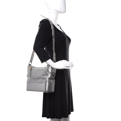 Chanel Metallic Lambskin Calfskin Quilted Medium Gabrielle Hobo Silver 2 of 12