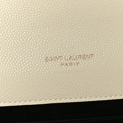Saint Laurent Grain De Poudre Matelasse Chevron Monogram Envelope Clutch Blanc Vintage 6 of 9