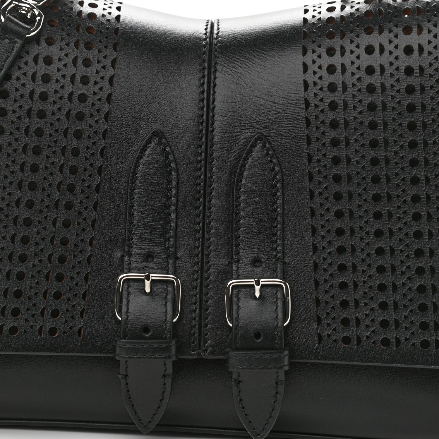 Alaia Calfskin Lux Laser Cut Mini Bellechasse 25 Top Handle Bag Black 7 of 10