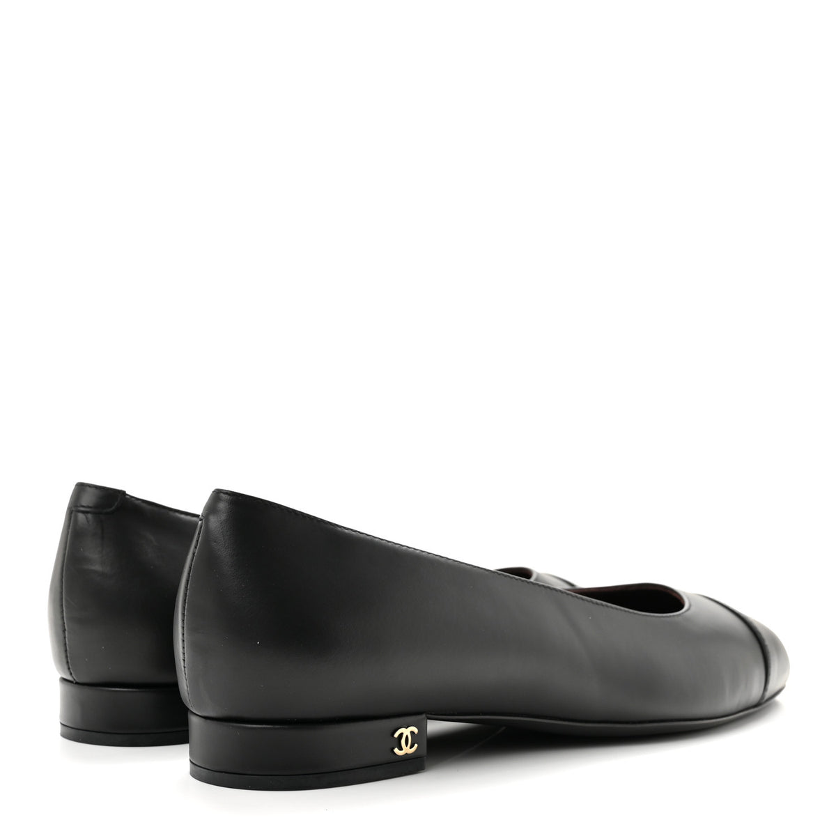 Lambskin Cap Toe CC Uniform Ballerina Flats 41 Black