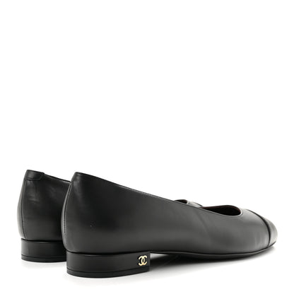 Chanel Lambskin Cap Toe CC Uniform Ballerina Flats 41 Black 5 of 12
