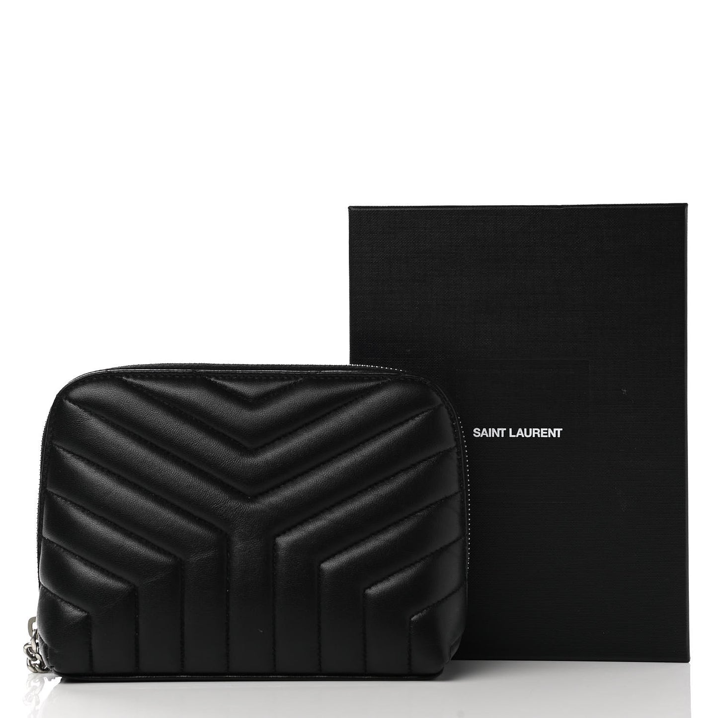 Lambskin Matelasse Cosmetic Case Black