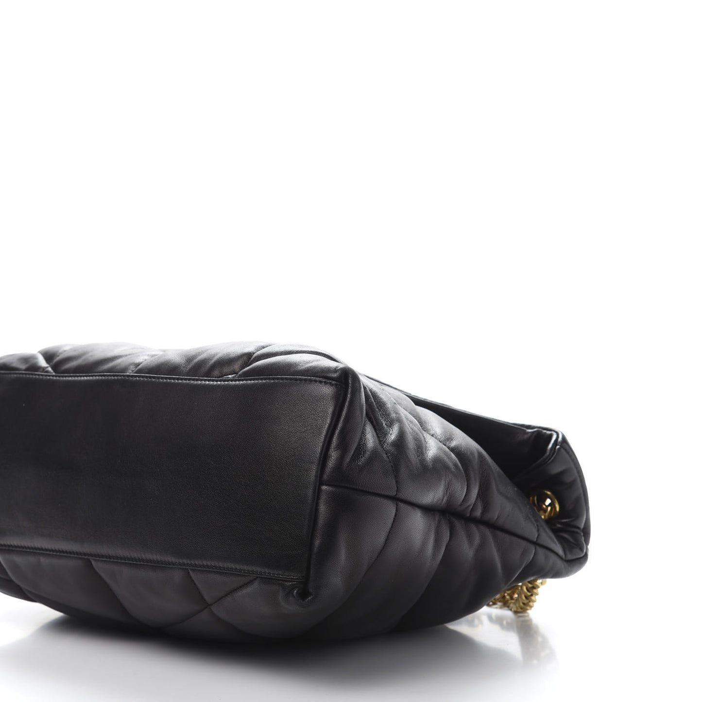 Lambskin Quilted Medium Loulou Puffer Monogram Chain Satchel Black