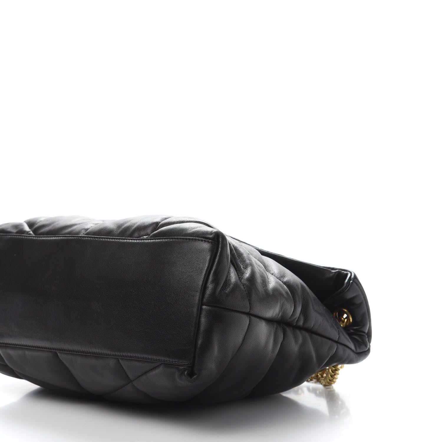 Saint Laurent Lambskin Quilted Medium Loulou Puffer Monogram Chain Satchel Black 10 of 12