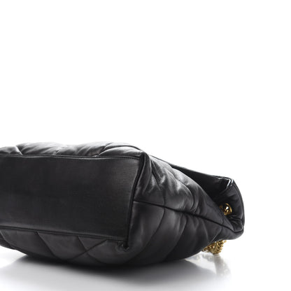 Saint Laurent Lambskin Quilted Medium Loulou Puffer Monogram Chain Satchel Black 10 of 12
