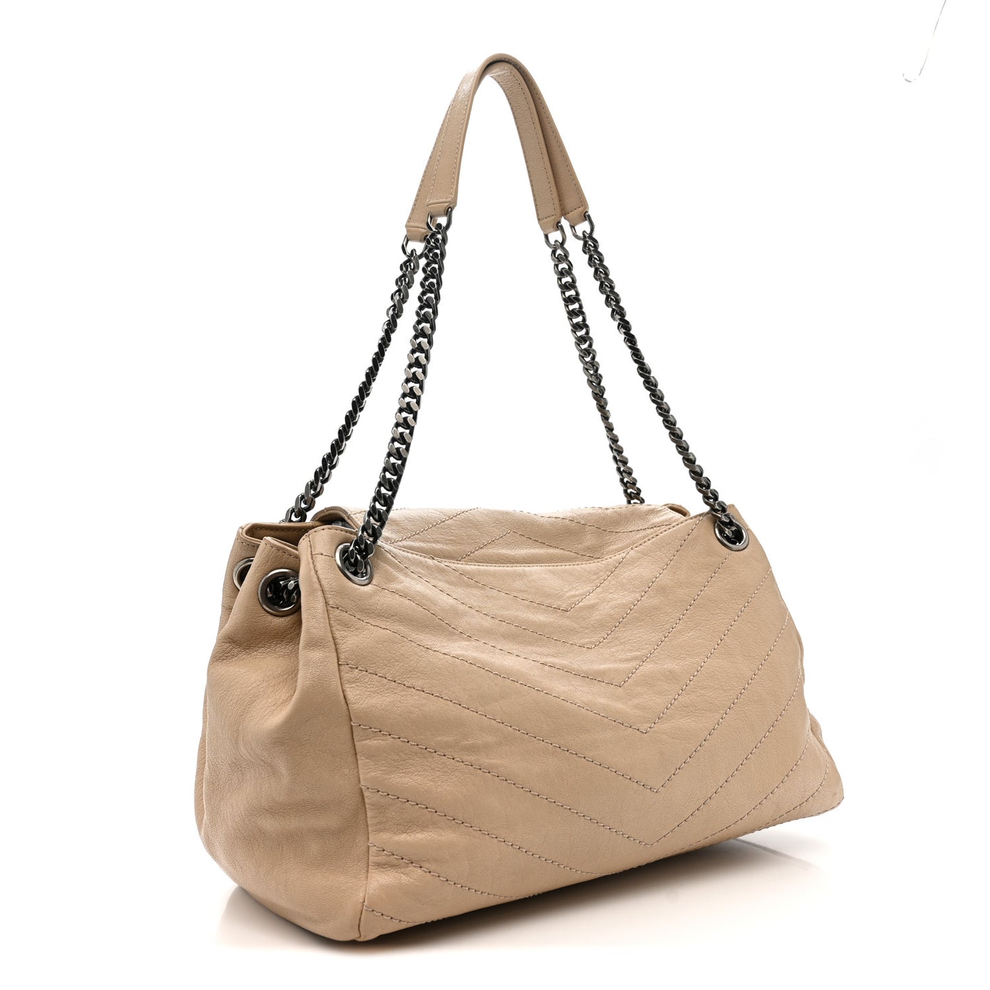 Vintage Lambskin Chevron Monogram Medium Nolita Light Taupe