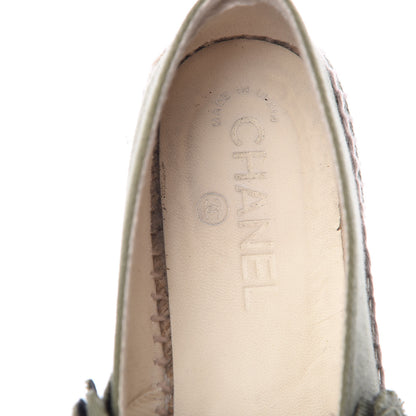 Chanel Fabric Camellia CC Espadrilles 39 Khaki 9 of 10