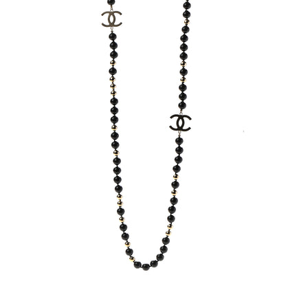 Chanel Beaded CC Long Necklace Black Gold 1 of 5