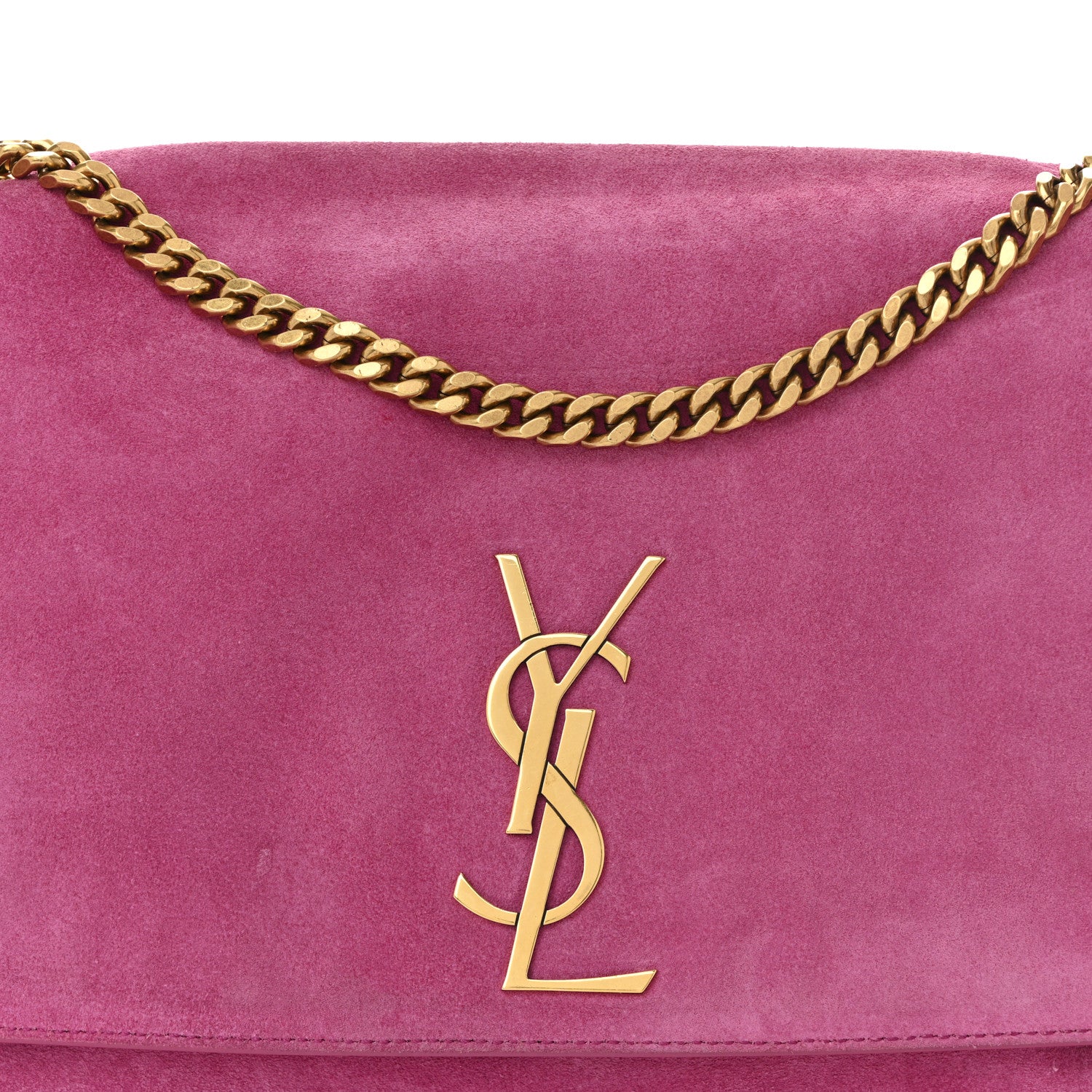 Saint Laurent Smooth Calfskin Suede Medium Reversible Monogram Kate Satchel Rose Rubis 24 of 35