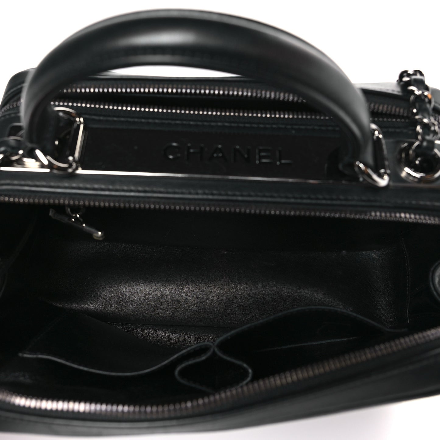 Calfskin Small Trendy CC Bowling Bag Black