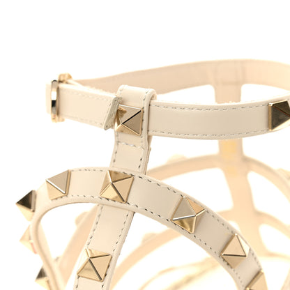 Valentino Garavani Calfskin Rockstud Ankle Strap Torchon Espadrille Caged 25/95mm Wedge Sandals 36 Light Ivory 10 of 12