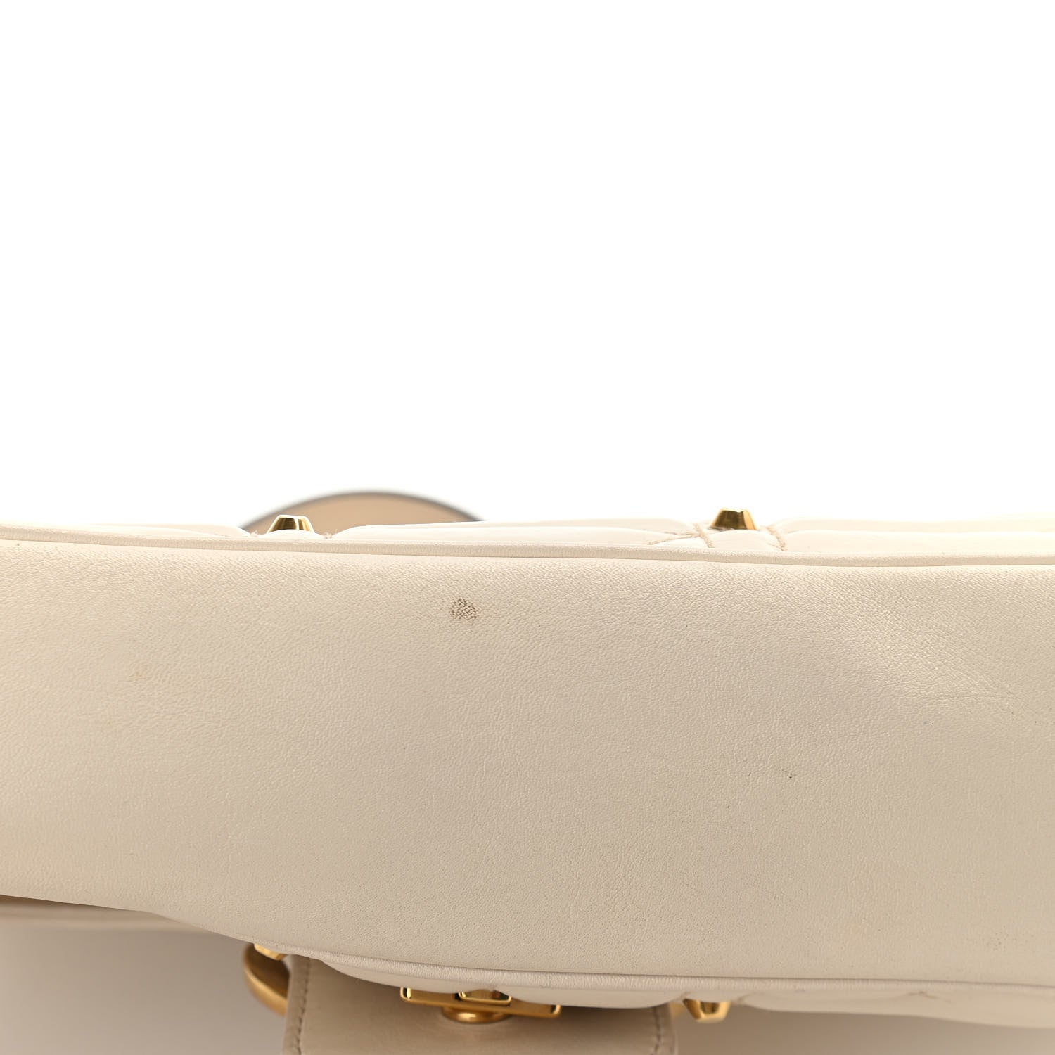 Gucci Calfskin Matelasse Studded Medium GG Marmont Shoulder Bag White 10 of 12