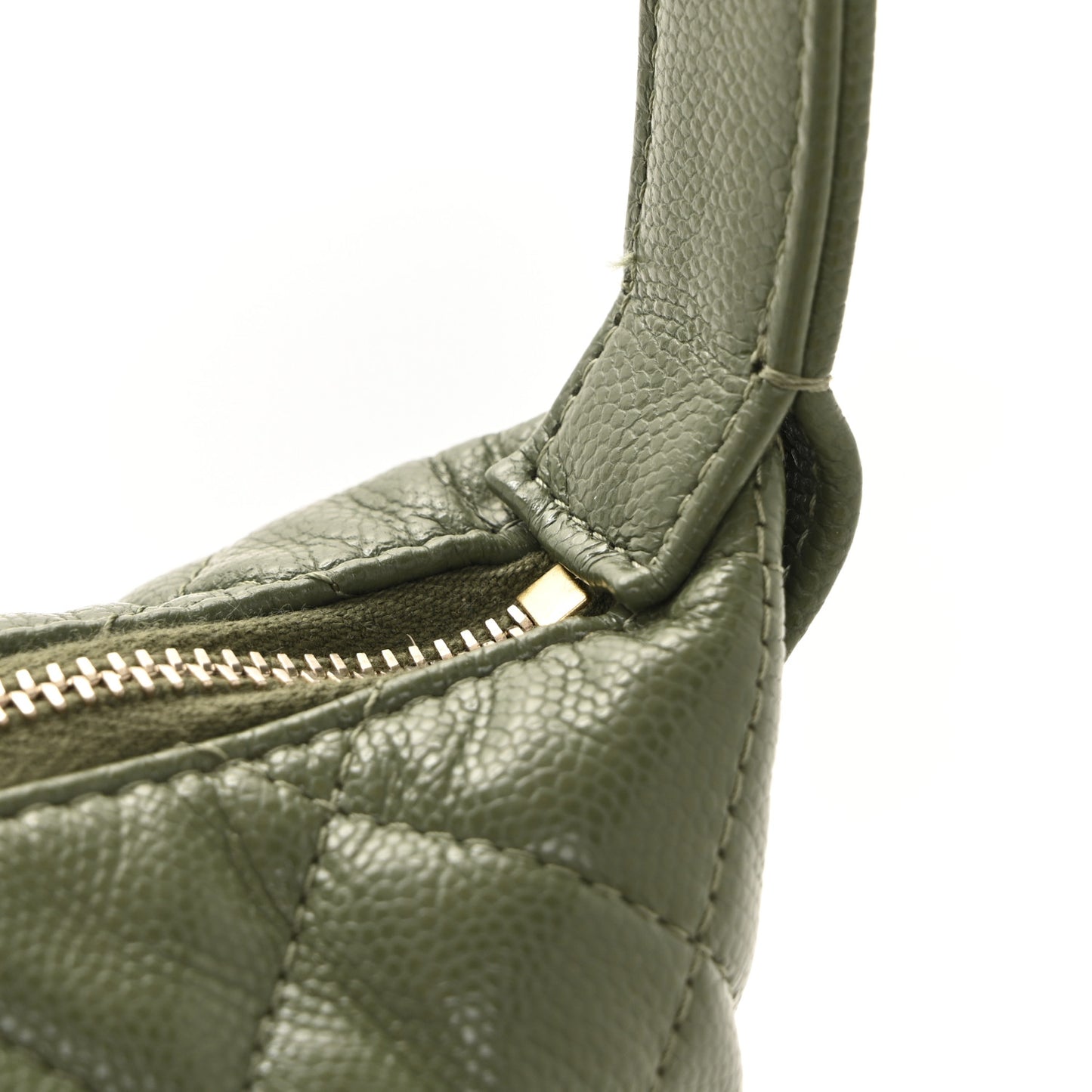 Caviar Quilted Chain Hobo Khaki