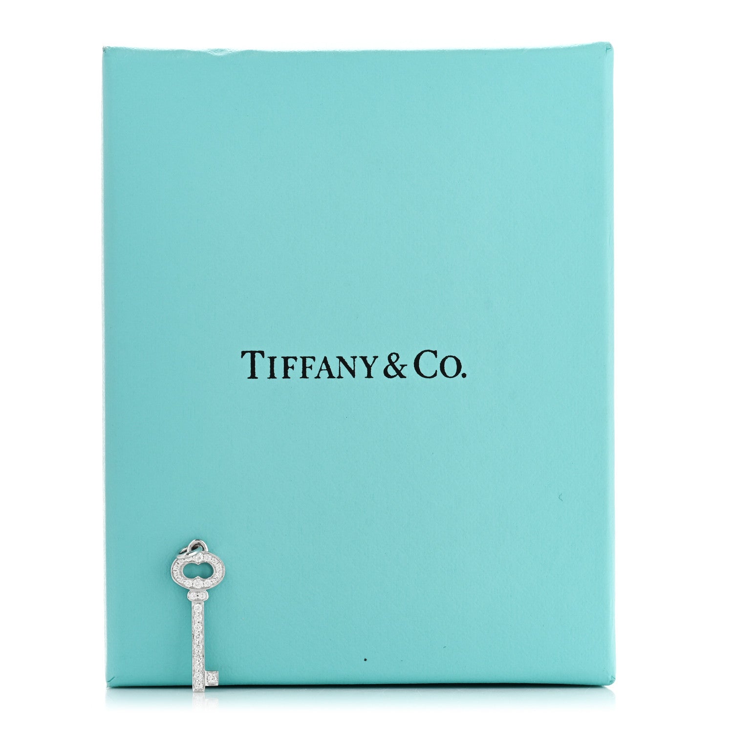 Tiffany 18K White Gold Diamond Mini Vintage Oval Key Pendant 4 of 4