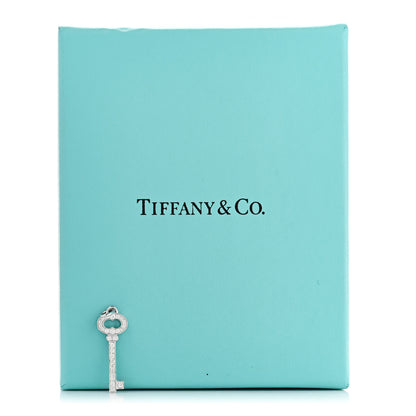 Tiffany 18K White Gold Diamond Mini Vintage Oval Key Pendant 4 of 4