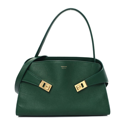 Salvatore Ferragamo Calfskin Medium Hug Soft Shoulder Bag Forest Green 1 of 11