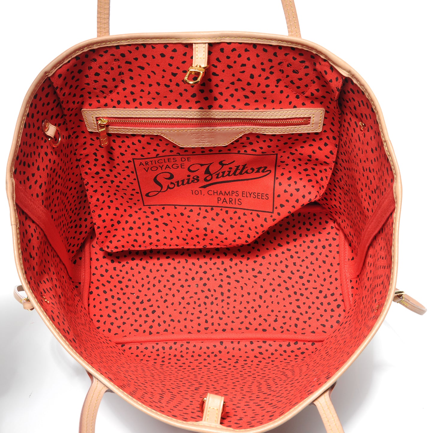 Monogram Kusama Waves Neverfull MM Red