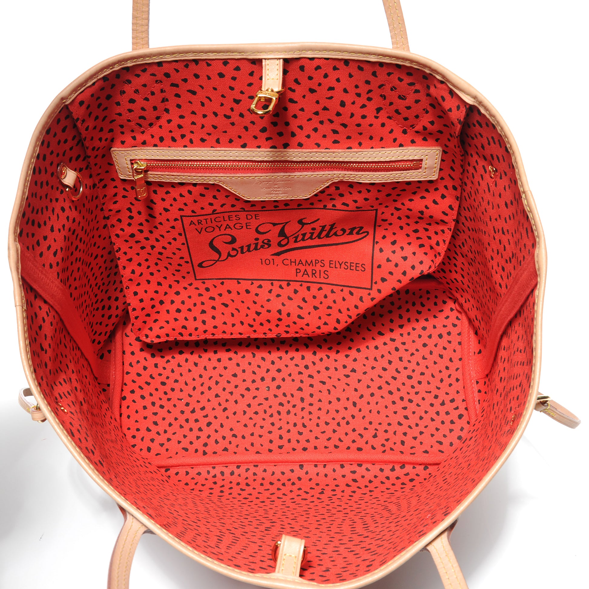 Louis Vuitton Monogram Kusama Waves Neverfull MM Red 6 of 10