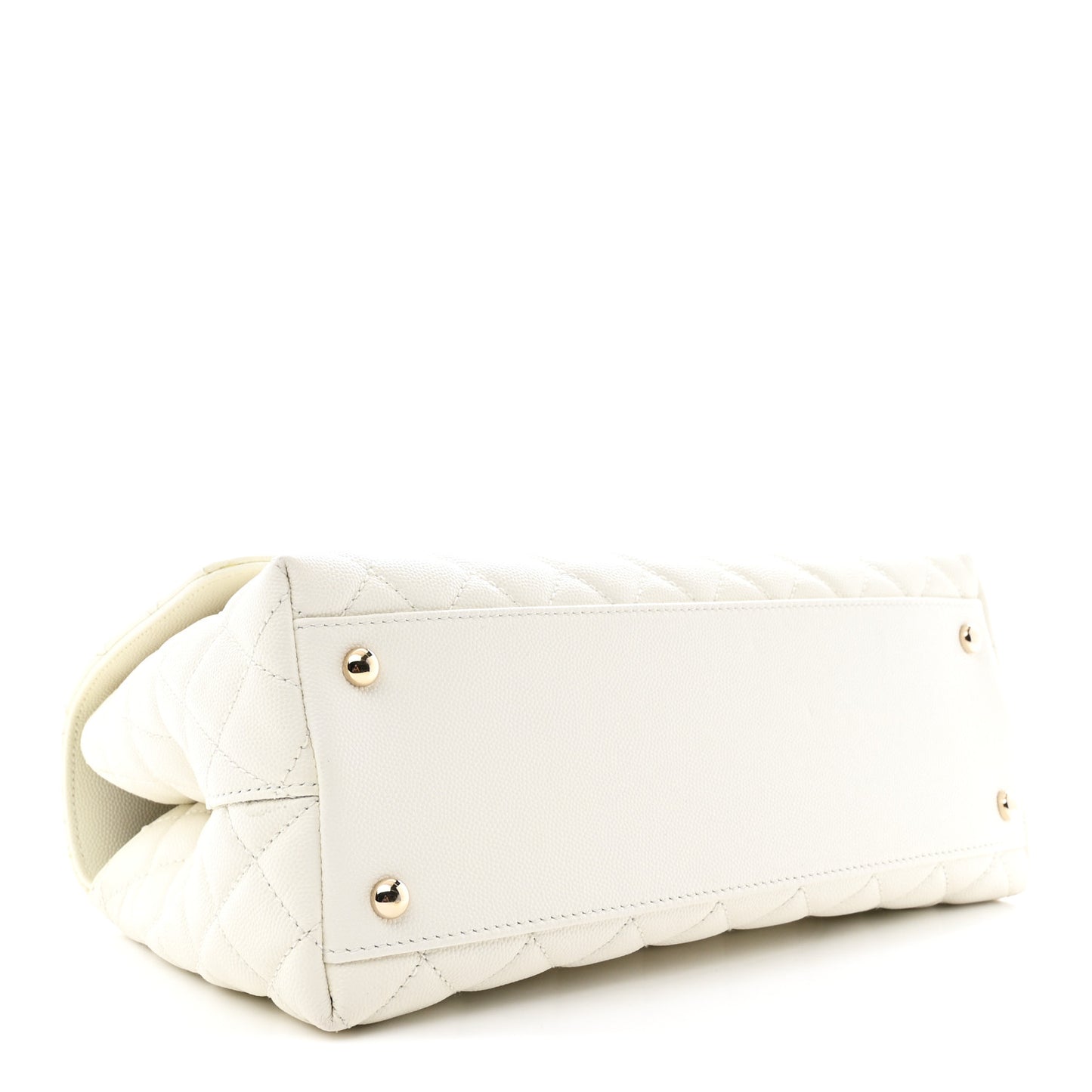 Caviar Quilted Small Coco Handle Flap White