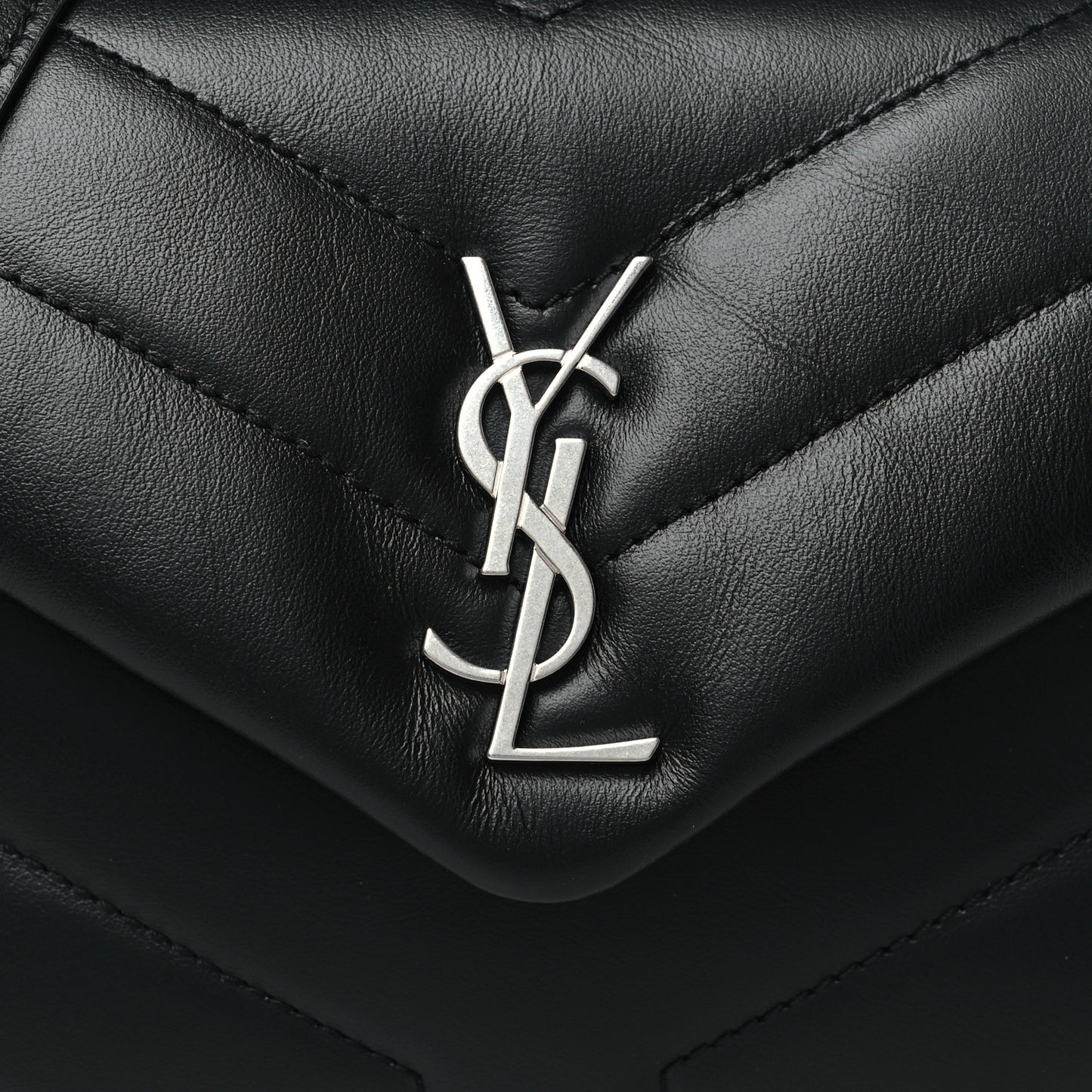 Calfskin Y Quilted Monogram Toy Loulou Crossbody Bag Black