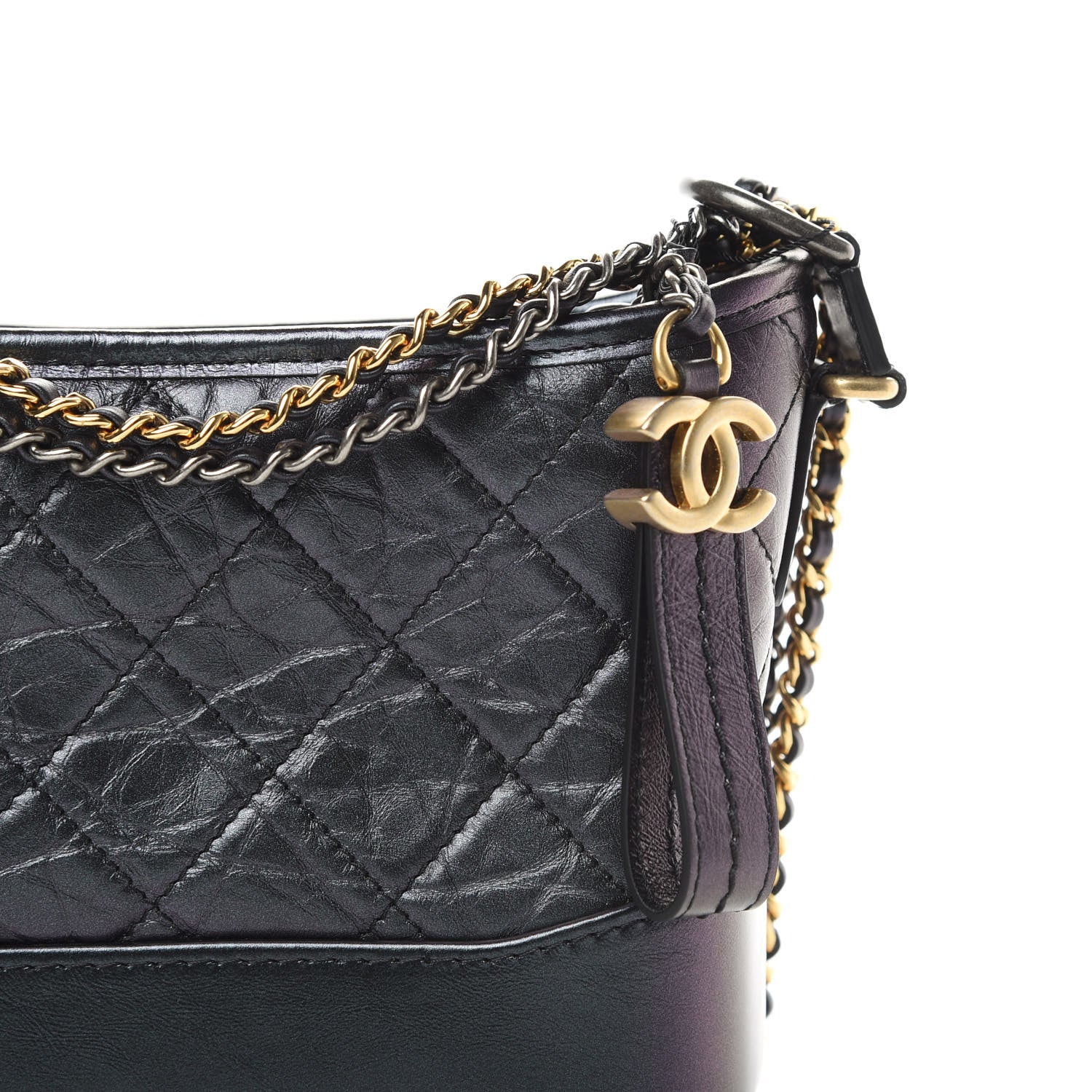 Chanel Iridescent Aged Calfskin Quilted Small Gabrielle Hobo Black 8 of 11