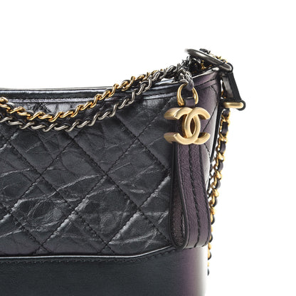 Chanel Iridescent Aged Calfskin Quilted Small Gabrielle Hobo Black 8 of 11