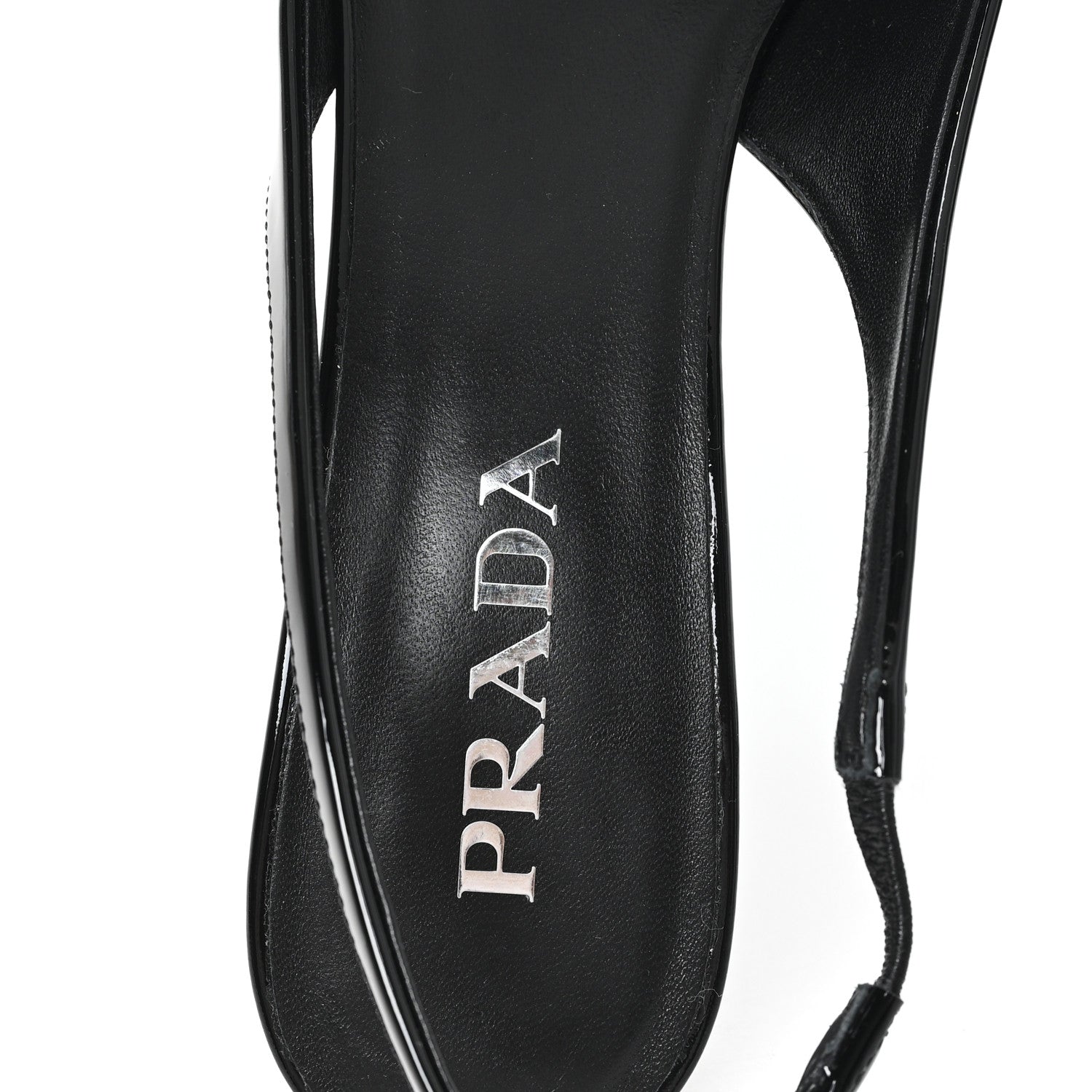 Prada Vernice Logo Pointed Toe Slingback Pumps 40 Black 9 of 10