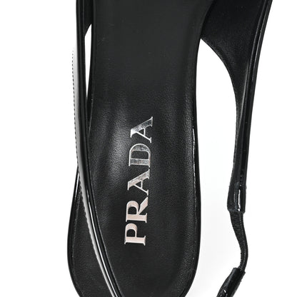 Prada Vernice Logo Pointed Toe Slingback Pumps 40 Black 9 of 10